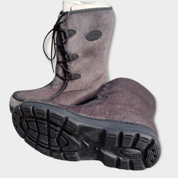 NEW LL Bean Faux Fur Lace Up Mukluk Boots Women’s Size 10 Fleece Lined Gray - Picture 2 of 6